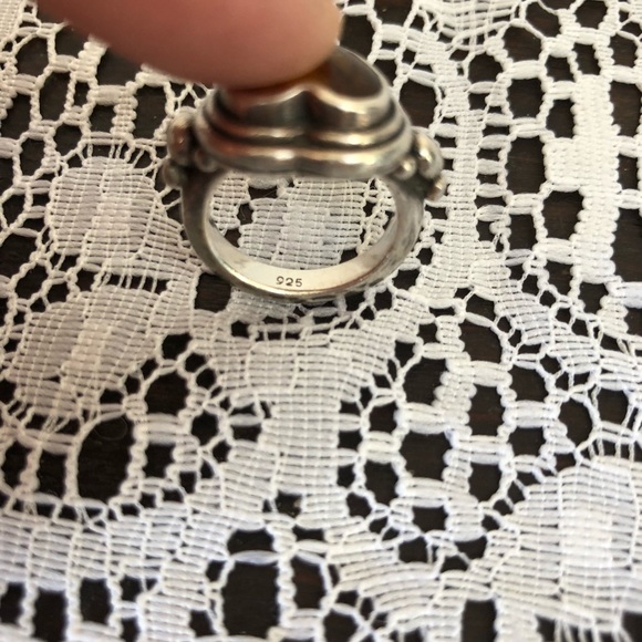 Sterling and Amber Heart Ring Size 5.25 - Picture 5 of 6